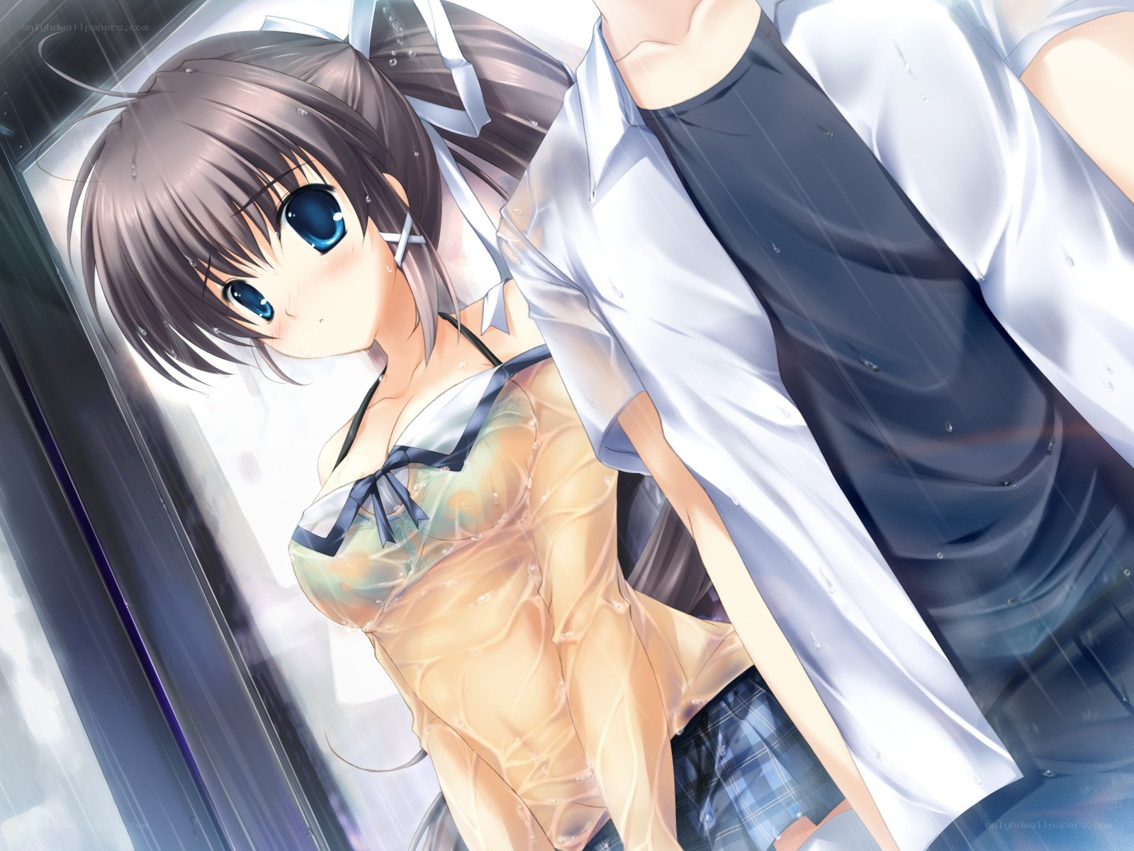 anime girl in rain