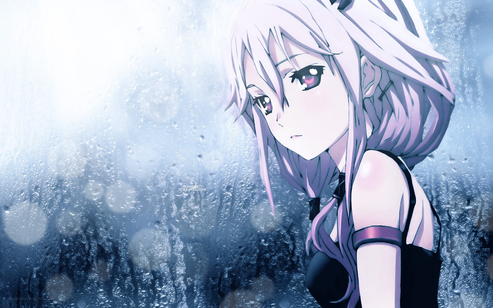 anime girl in rain