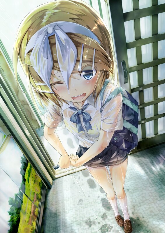 anime girl in rain