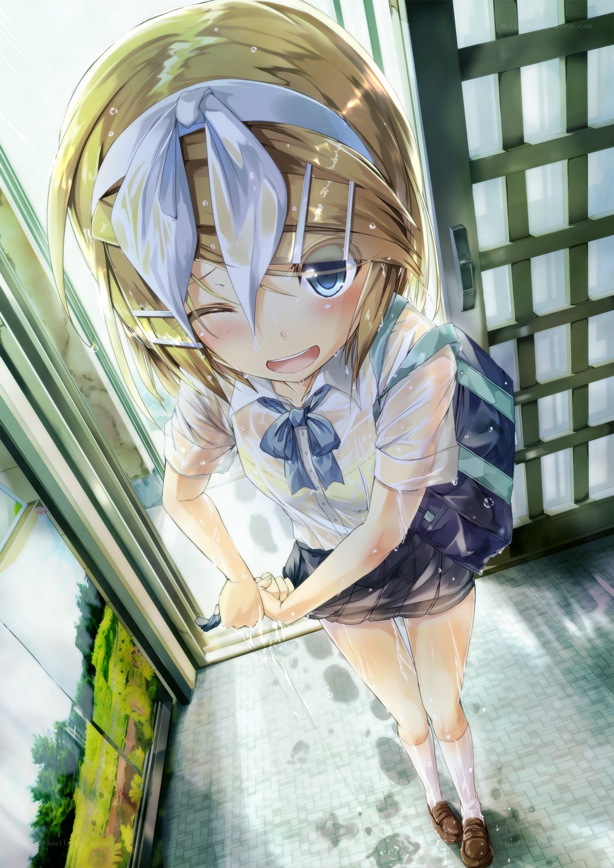 anime girl in rain