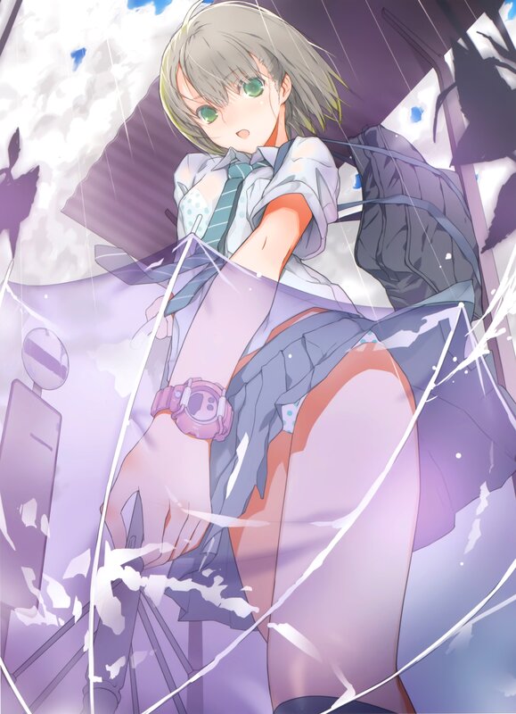anime girl in rain