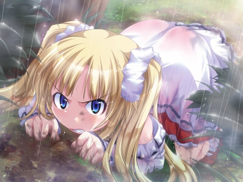 anime girl in rain