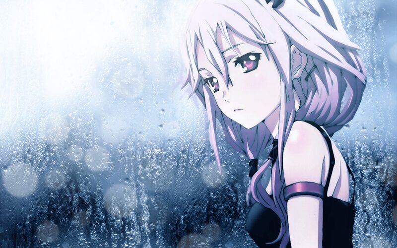 Anime Girl in Rain — Blue, Melancholic, Window