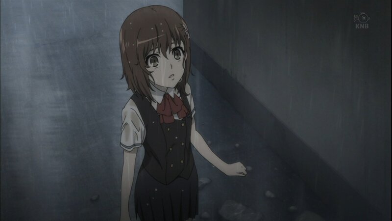 Anime Girl in Rain — Gray, Dramatic, Night, School Uniform