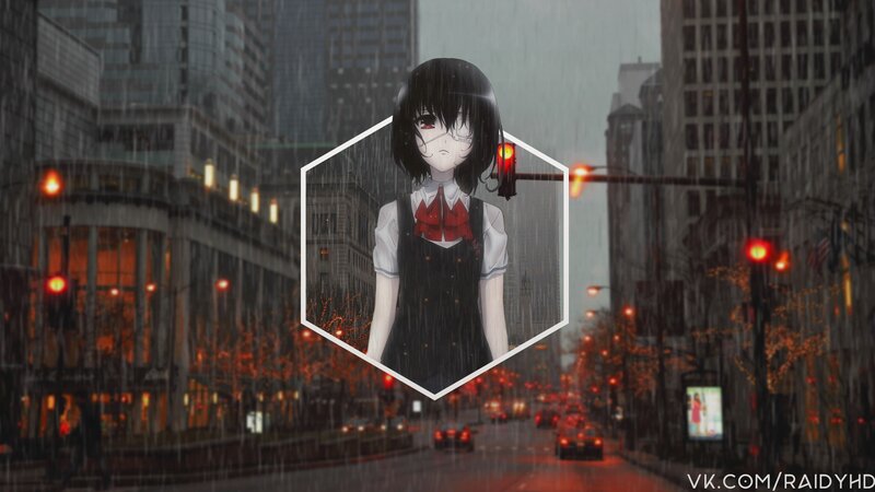 Anime Girl in Rain — Gray, Dramatic, Somber