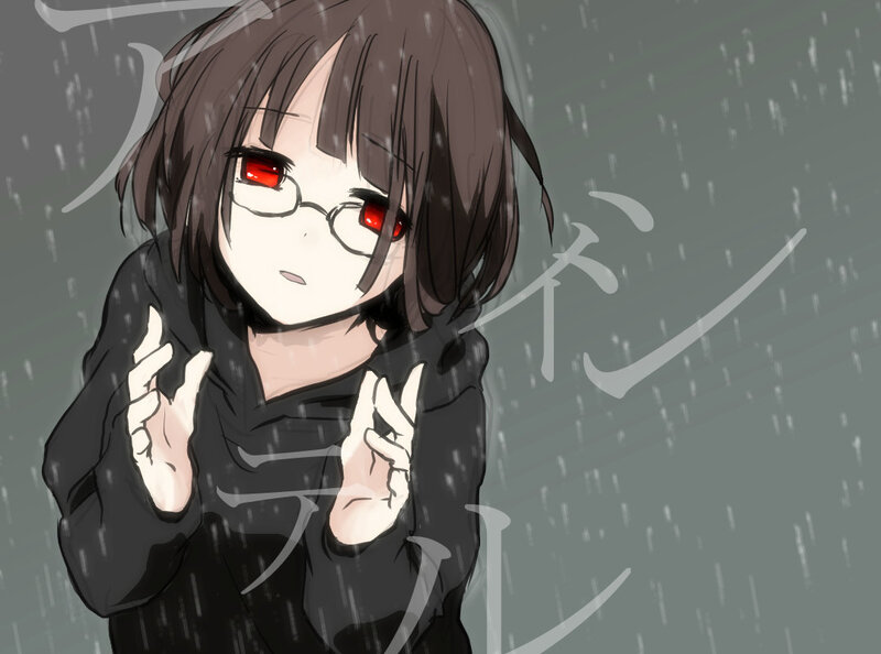 Anime Girl in Rain — Gray