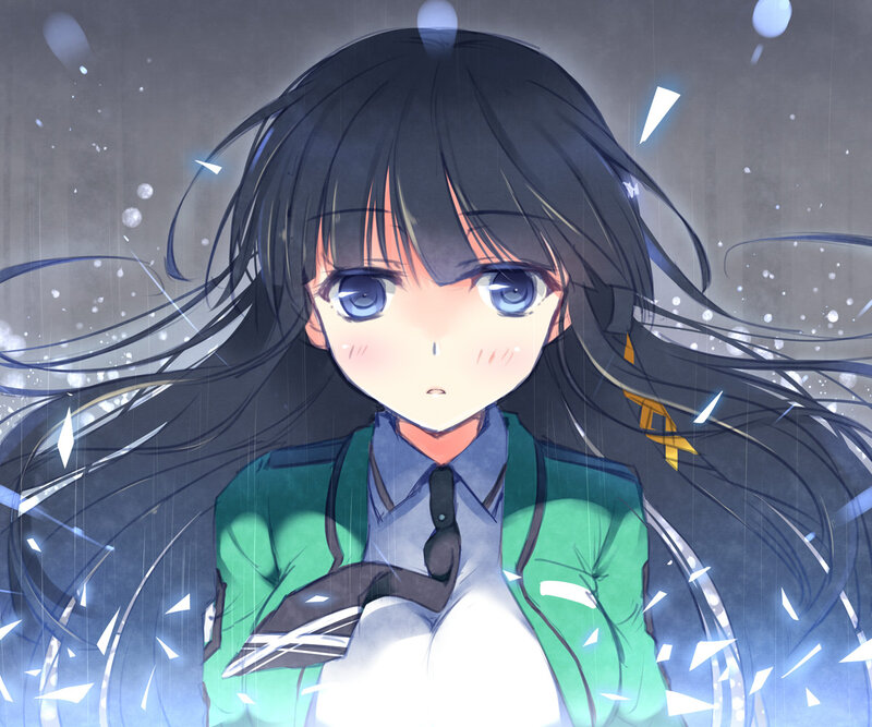 Anime Girl in Rain — Green, Dramatic, School Uniform