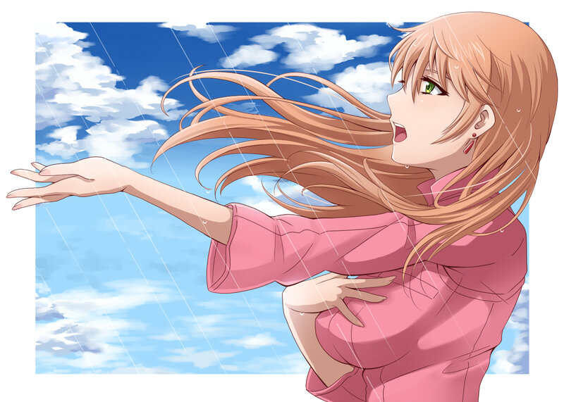 Anime Girl in Rain — Pink, Dramatic, Afternoon