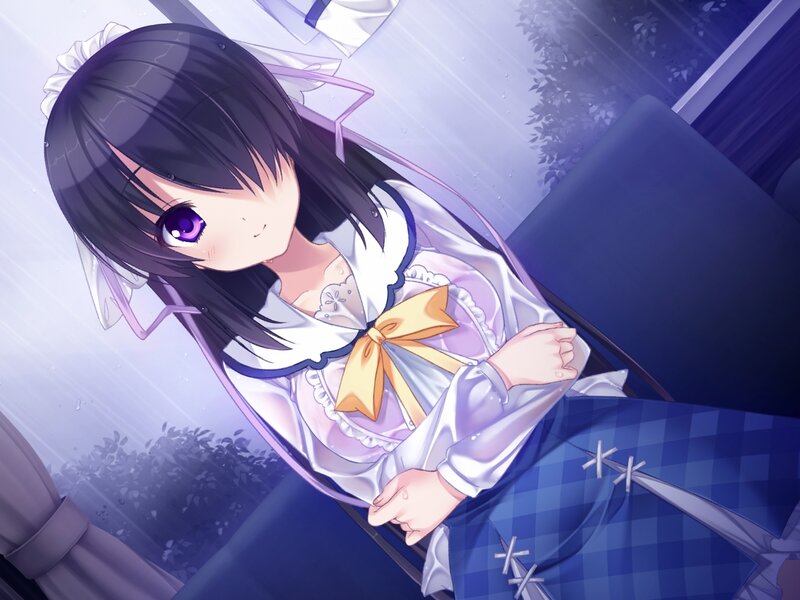 Anime Girl in Rain — Purple, Calm