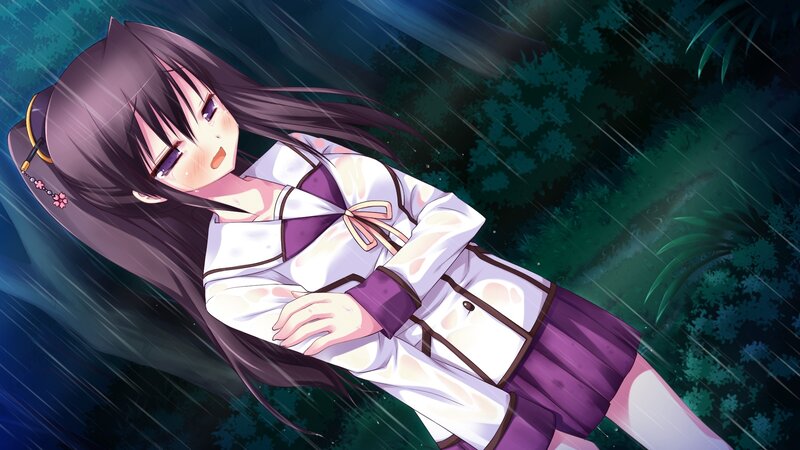 Anime Girl in Rain — Purple, Dramatic