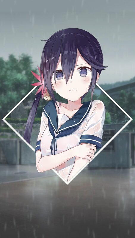 Anime Girl in Rain — Purple, Melancholic, Afternoon