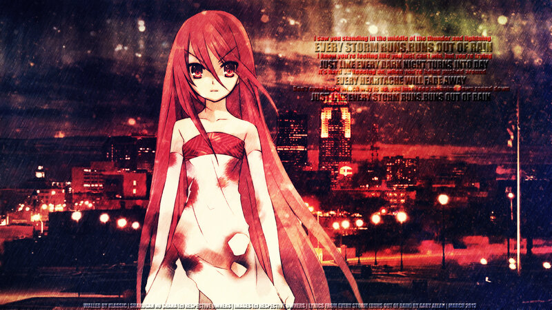 Anime Girl in Rain — Red, Dramatic, Night