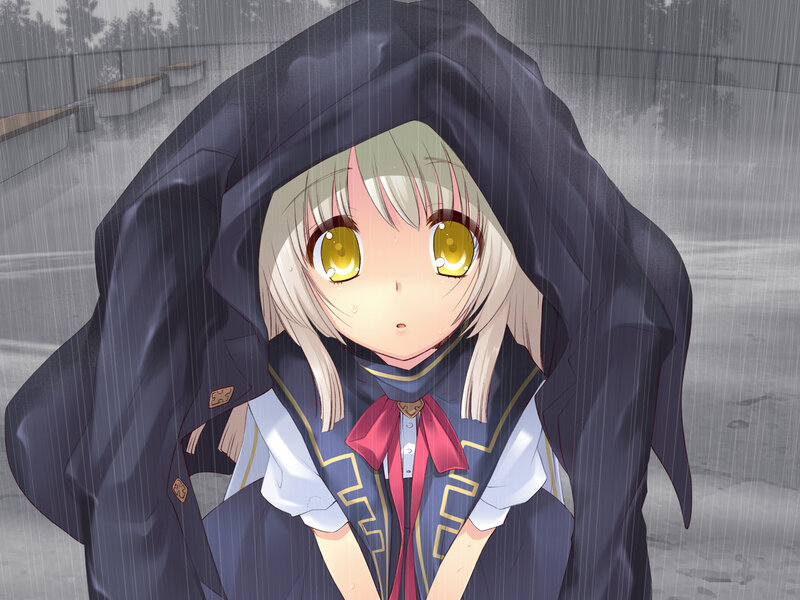 Anime Girl in Rain — Yellow