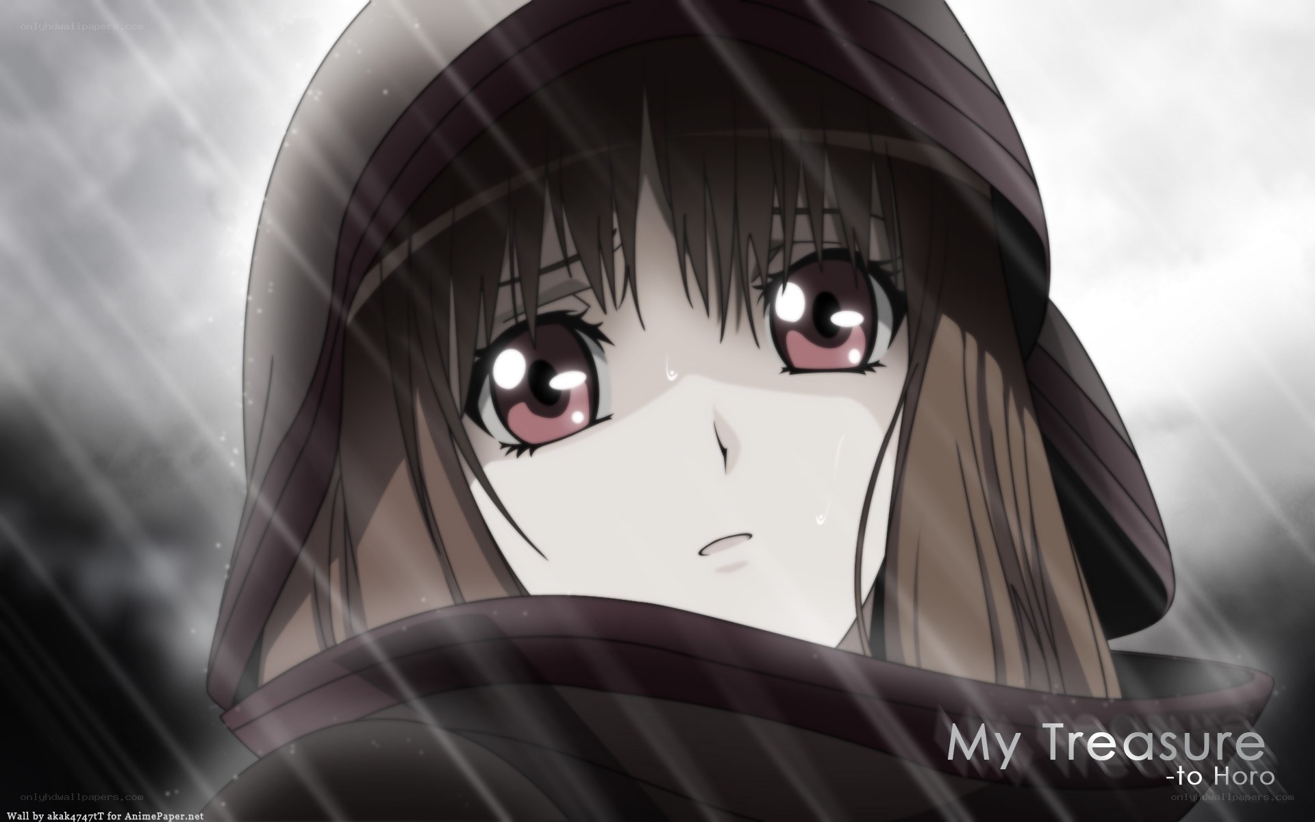 anime girl in rain
