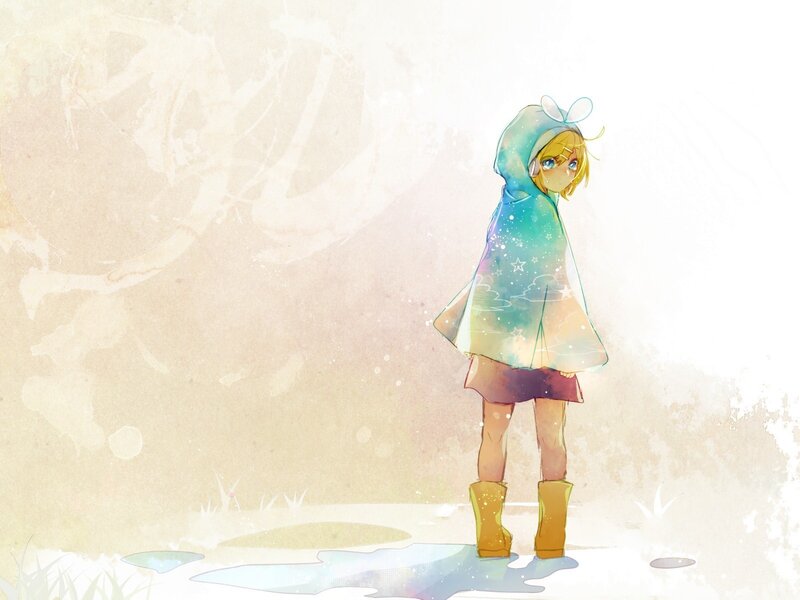 anime girl in raincoat