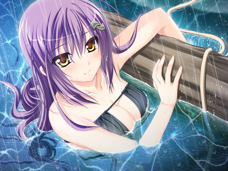 anime girl in rainstorm