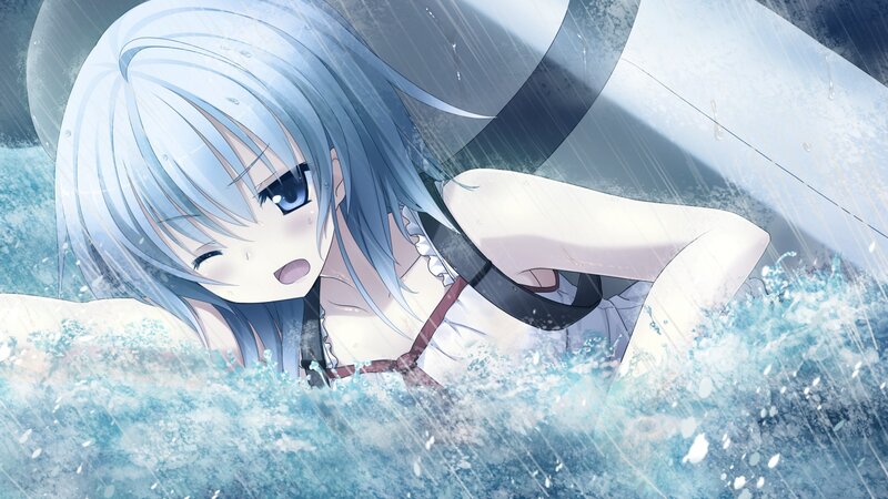 anime girl in rainstorm