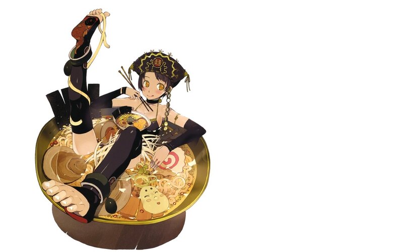 Anime Girl in Ramen Bowl