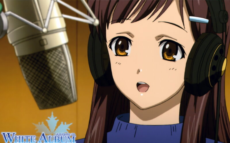 anime girl in recording studio