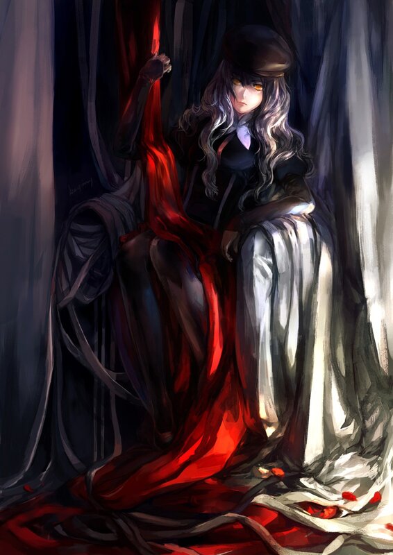 anime girl in red and black
