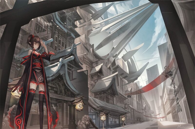Anime Girl in Red and Black — Dramatic