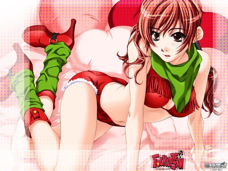 anime girl in red and green