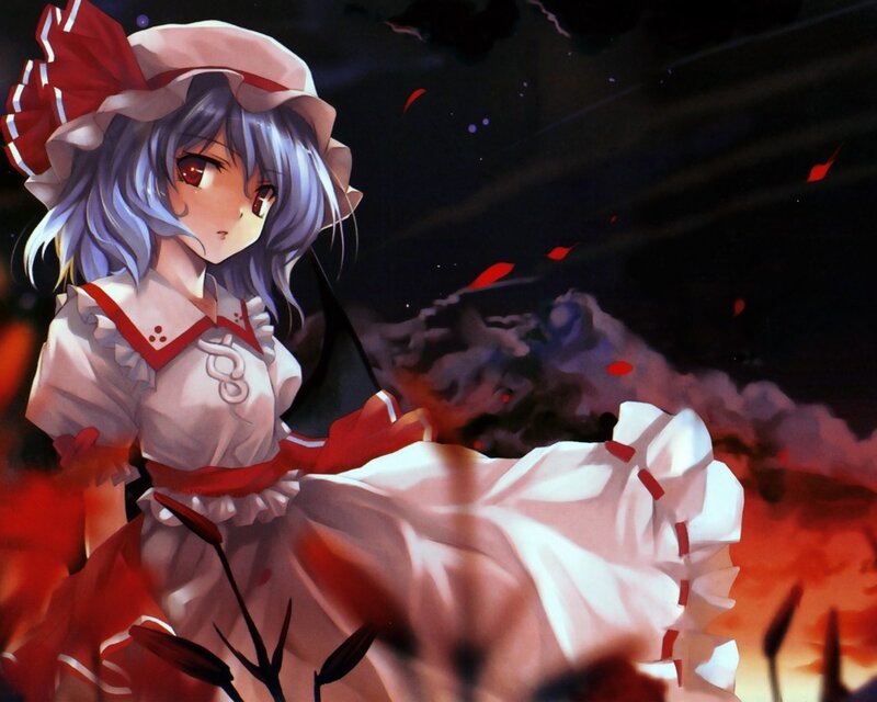 anime girl in red and white dress