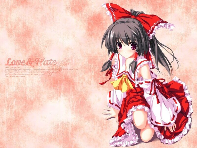 Anime girl in red and white dress