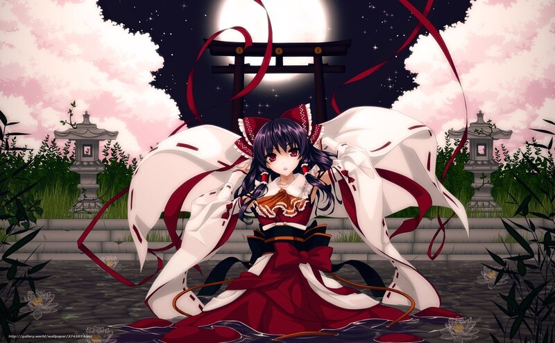 Anime girl in red and white dress