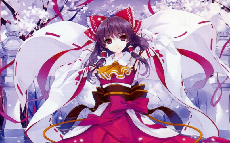 anime girl in red and white dress