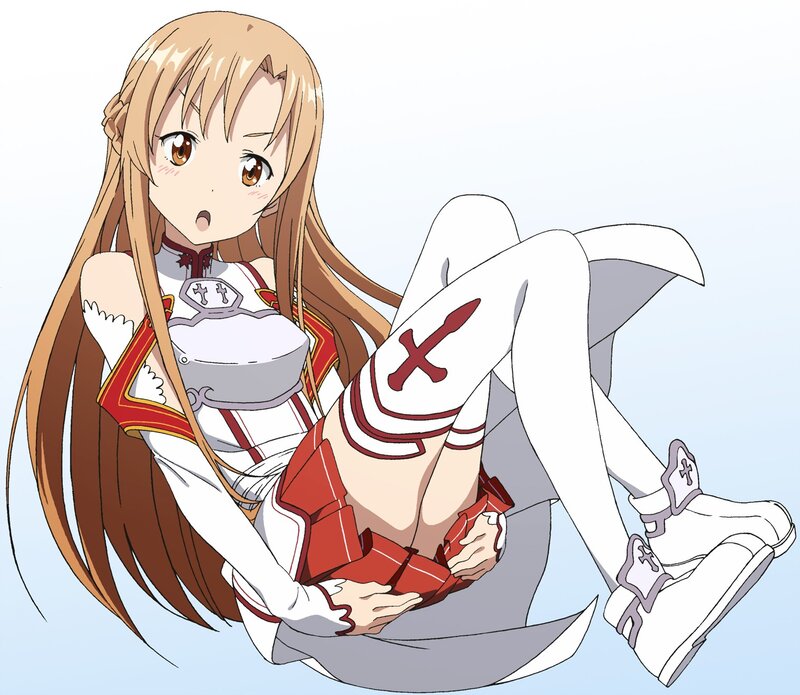 Anime Girl in Red and White — Playful, Long Hair