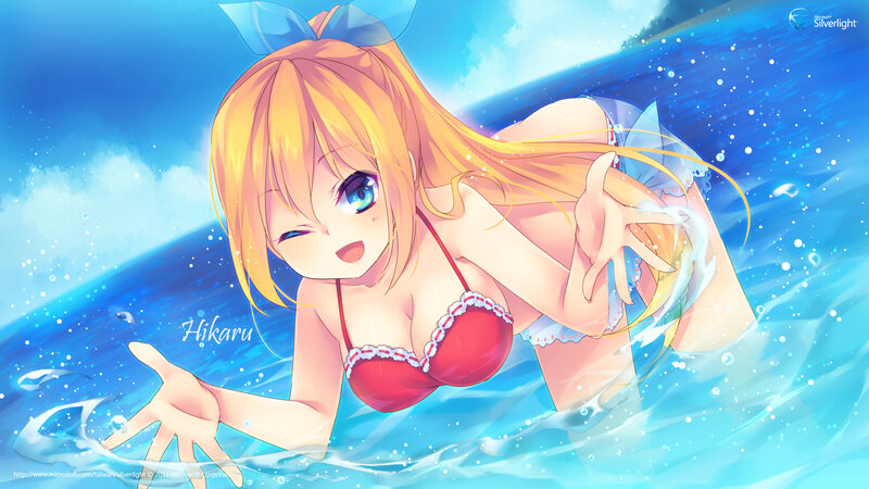 Anime girl in red bikini
