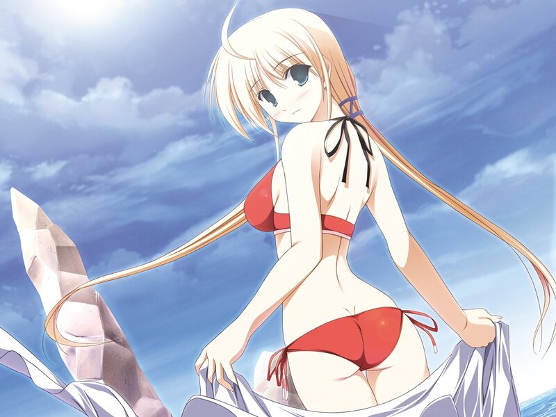 Anime girl in red bikini