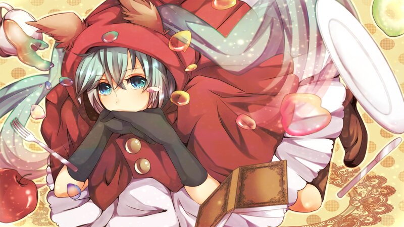 anime girl in red cloak