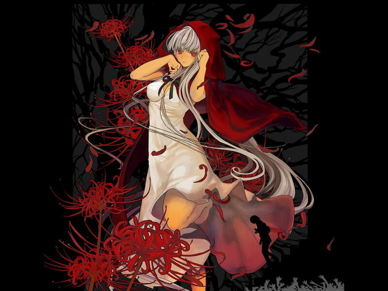 anime girl in red cloak