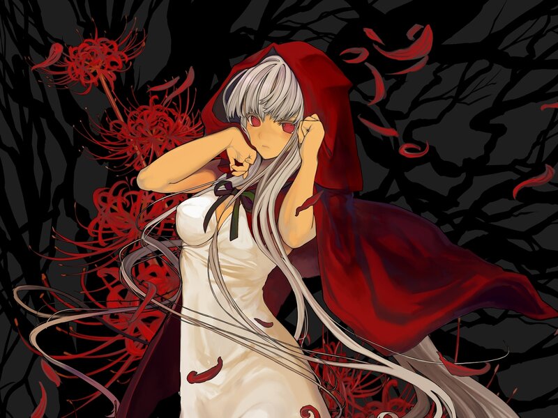 Anime girl in red cloak