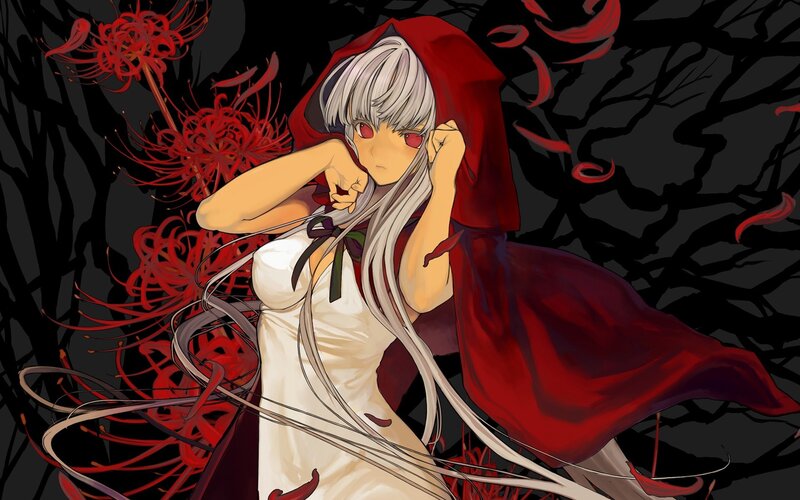 anime girl in red cloak