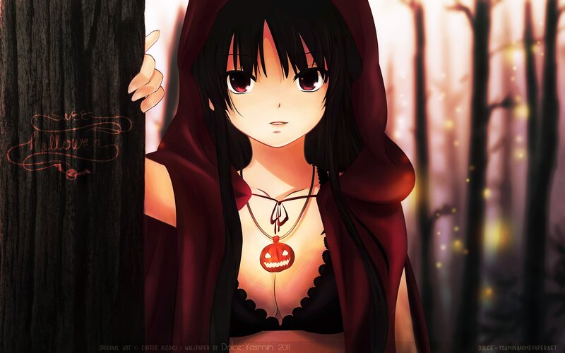 anime girl in red cloak