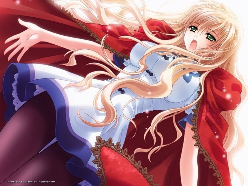 anime girl in red cloak