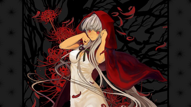 anime girl in red cloak