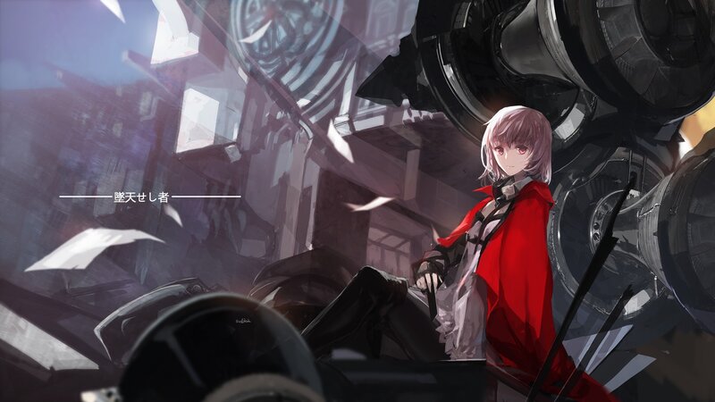 Anime Girl in Red Cloak — Dramatic, Digital Art