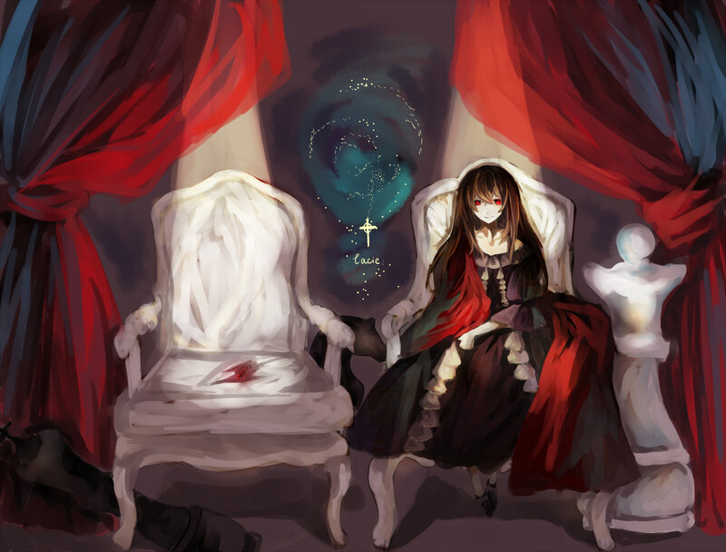 Anime Girl in Red Cloak — Dramatic, Night