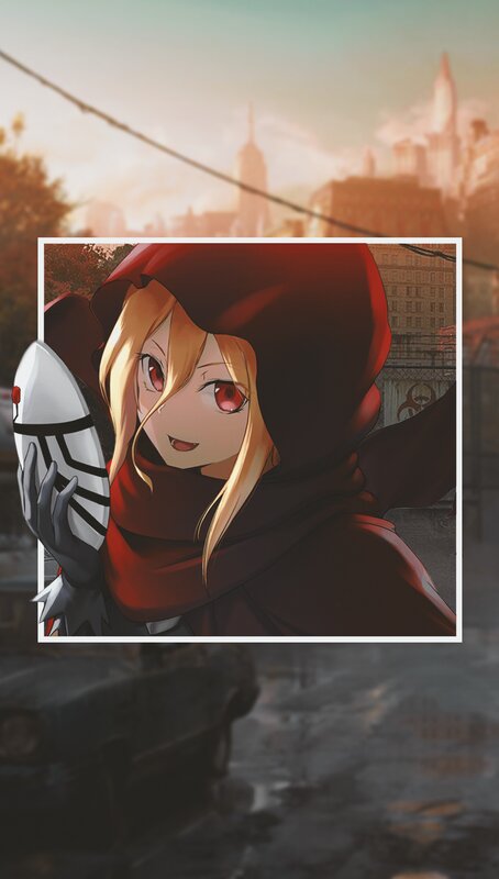 Anime Girl in Red Cloak — Dramatic, Sunset