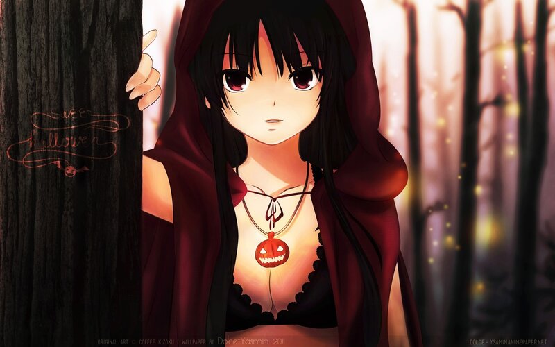 Anime Girl in Red Cloak — Mysterious