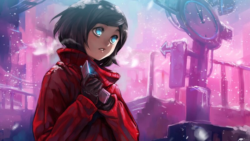 anime girl in red coat