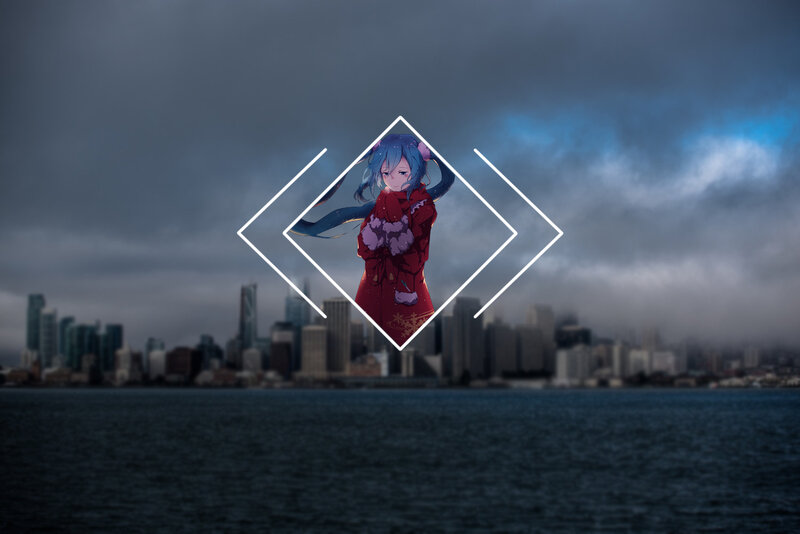 Anime Girl in Red Coat — Blue, Dramatic