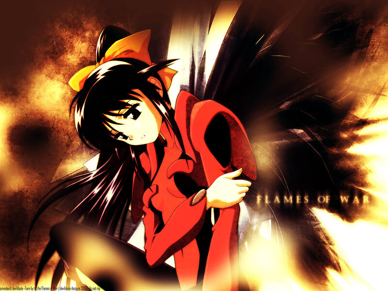 Anime Girl in Red Coat — Dramatic, Fire