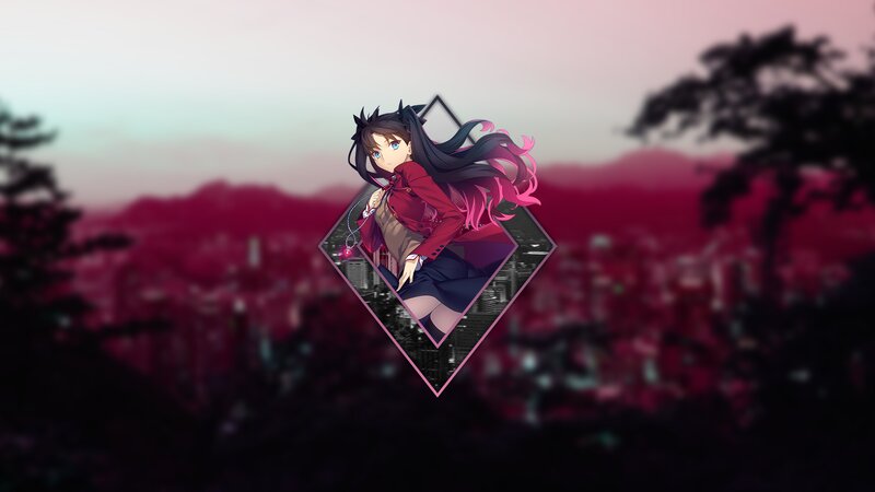 Anime Girl in Red Coat — Dramatic, Sunset