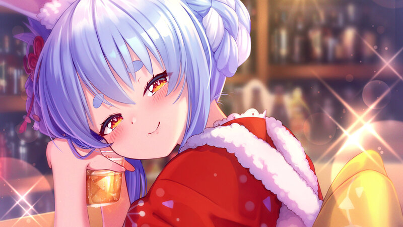 Anime Girl in Red Coat — Festive, Night, Digital Art