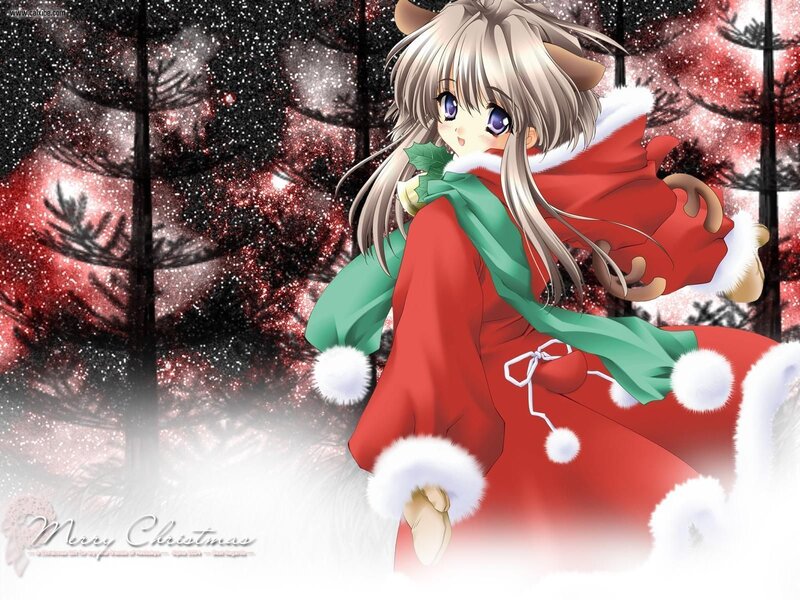 Anime Girl in Red Coat — Festive